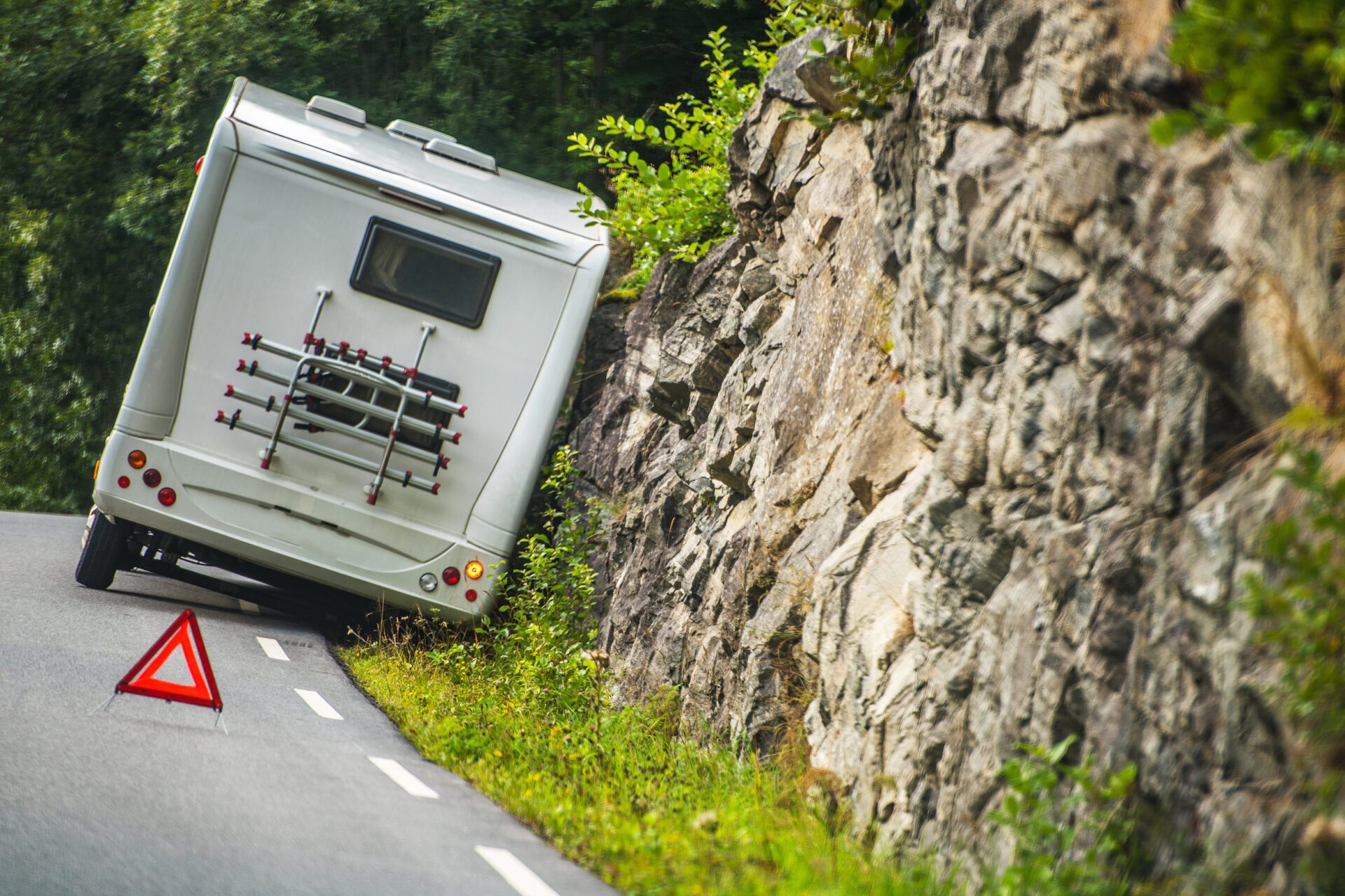 RV Camper Van Accident RV Camper Van Accident on the Winding Mountain Road